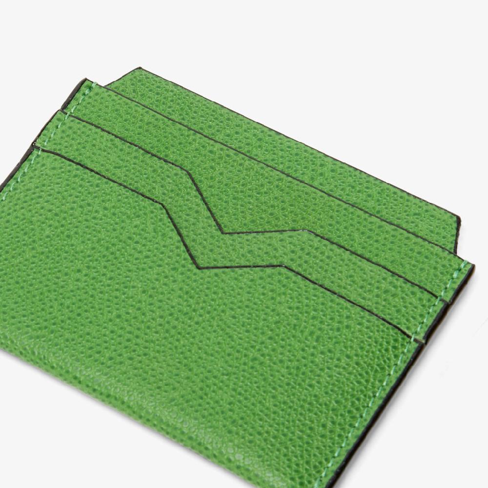 Valextra Portacarte elegante e compatto in Pelle Verde | Valextra Italy