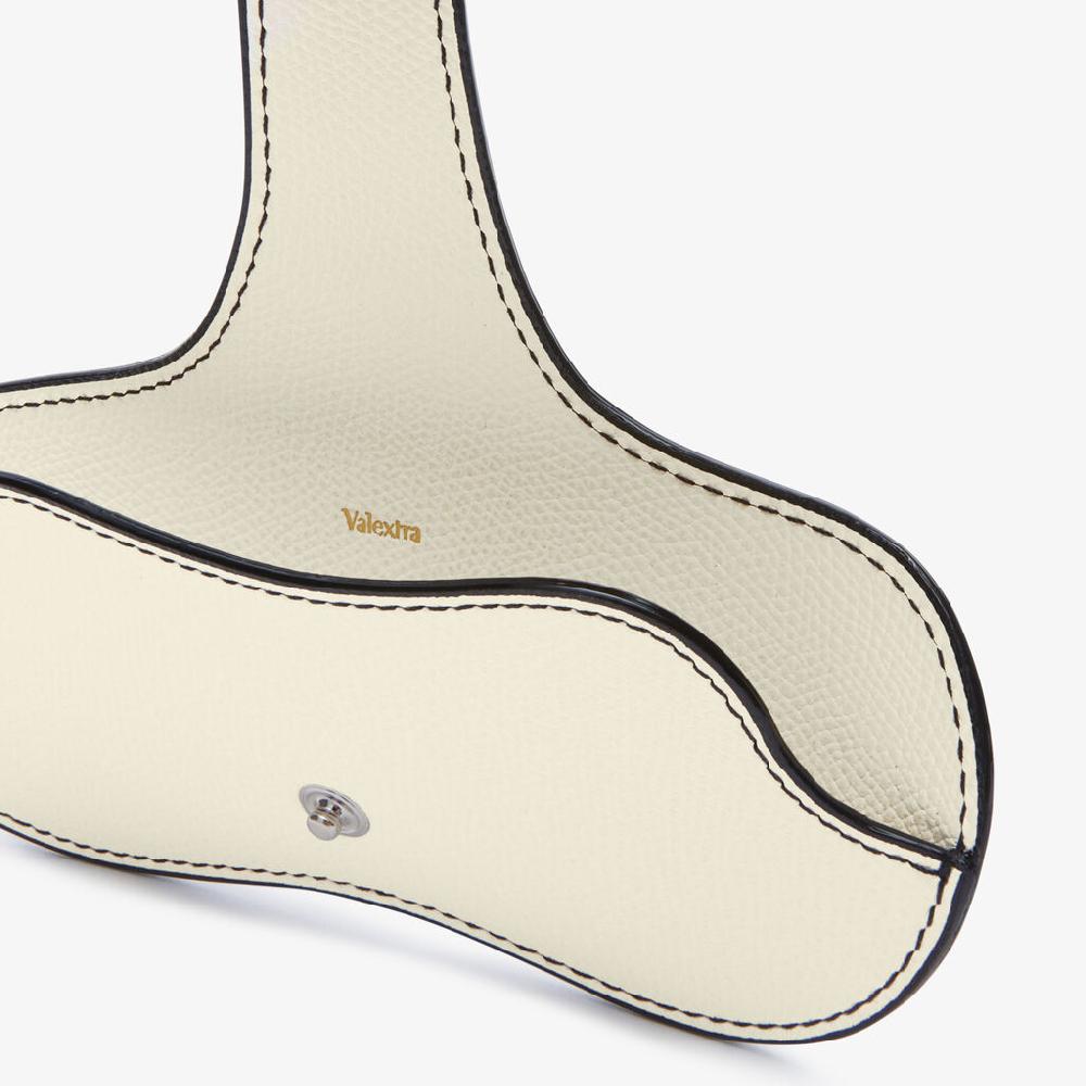 Valextra Porta occhiali in Pelle Bianca e Nera con tracolla | Valextra Vendita