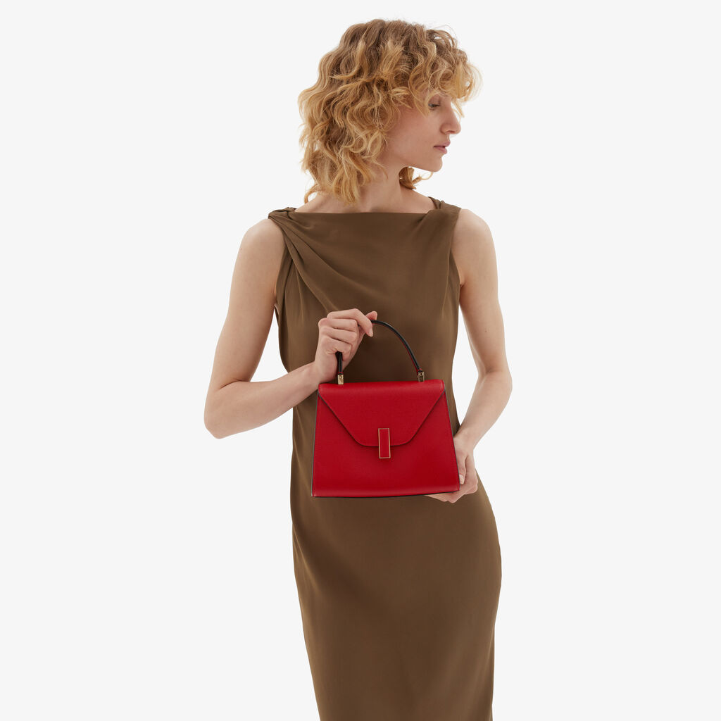 Valextra Valextra Iside: Borsa a mano Mini in Pelle Rossa Pezzi Unici