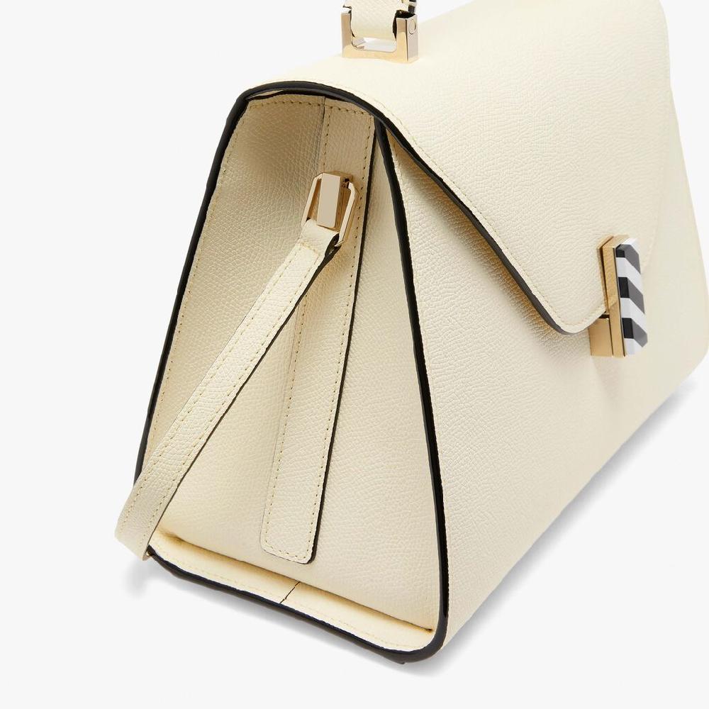Valextra Borsa a mano da Donna in Pelle Panna e Nera | Valextra Iside Acquista Ora