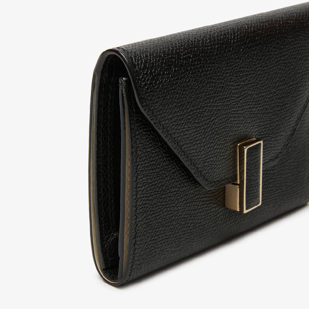 Valextra Portafoglio piccolo trifold in Pelle Nera | Valextra Iside Convenienza