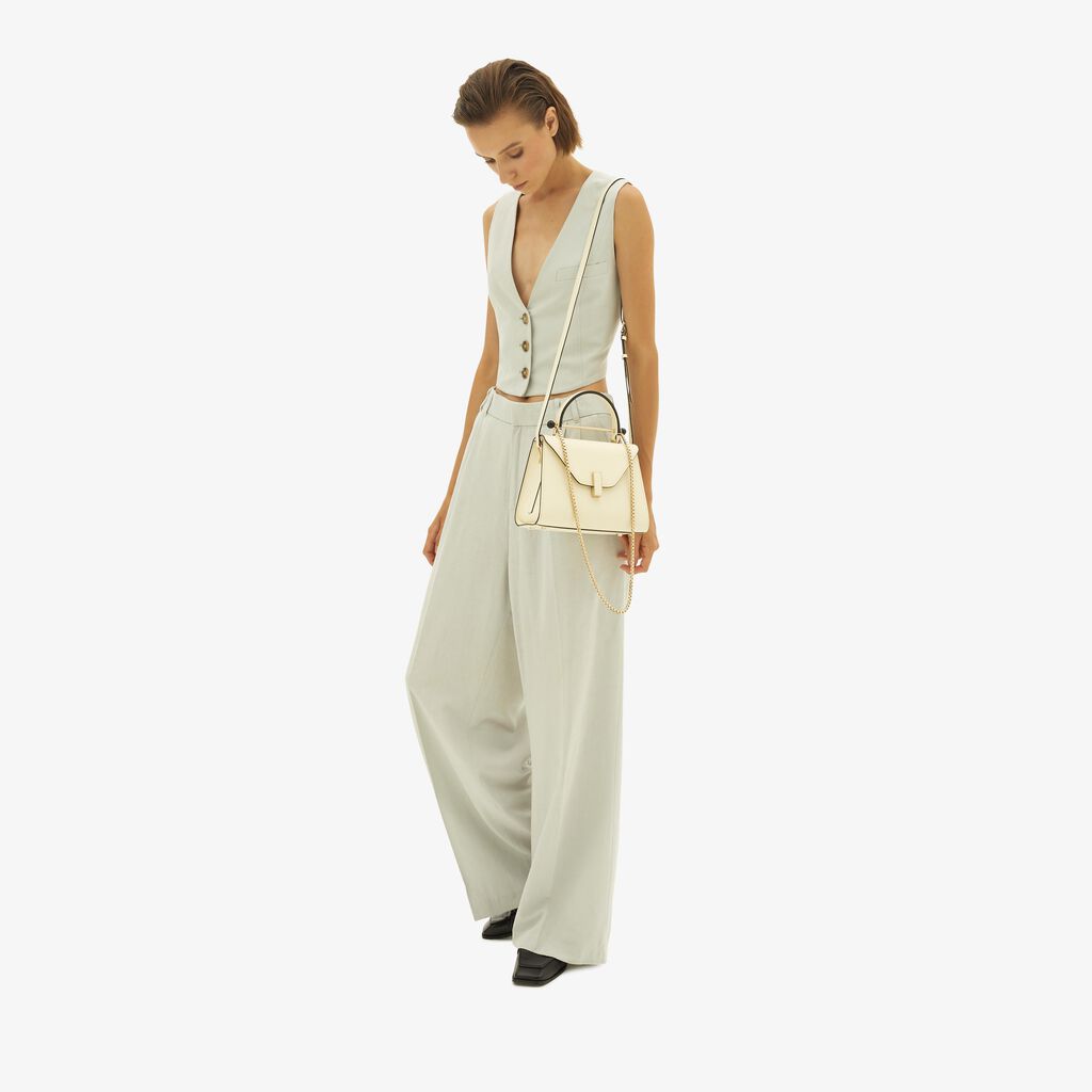 Valextra Borsa a mano Mini in Pelle Bianca con catena | Valextra Iside Fornitura limitata