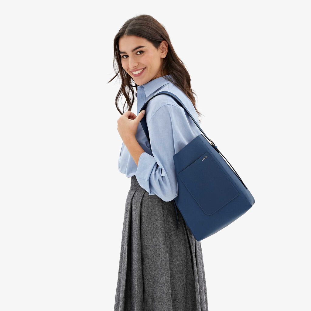 Valextra Borsa a secchiello da Donna in Pelle Blu Zaffiro | Valextra Soft Vendite stagionali
