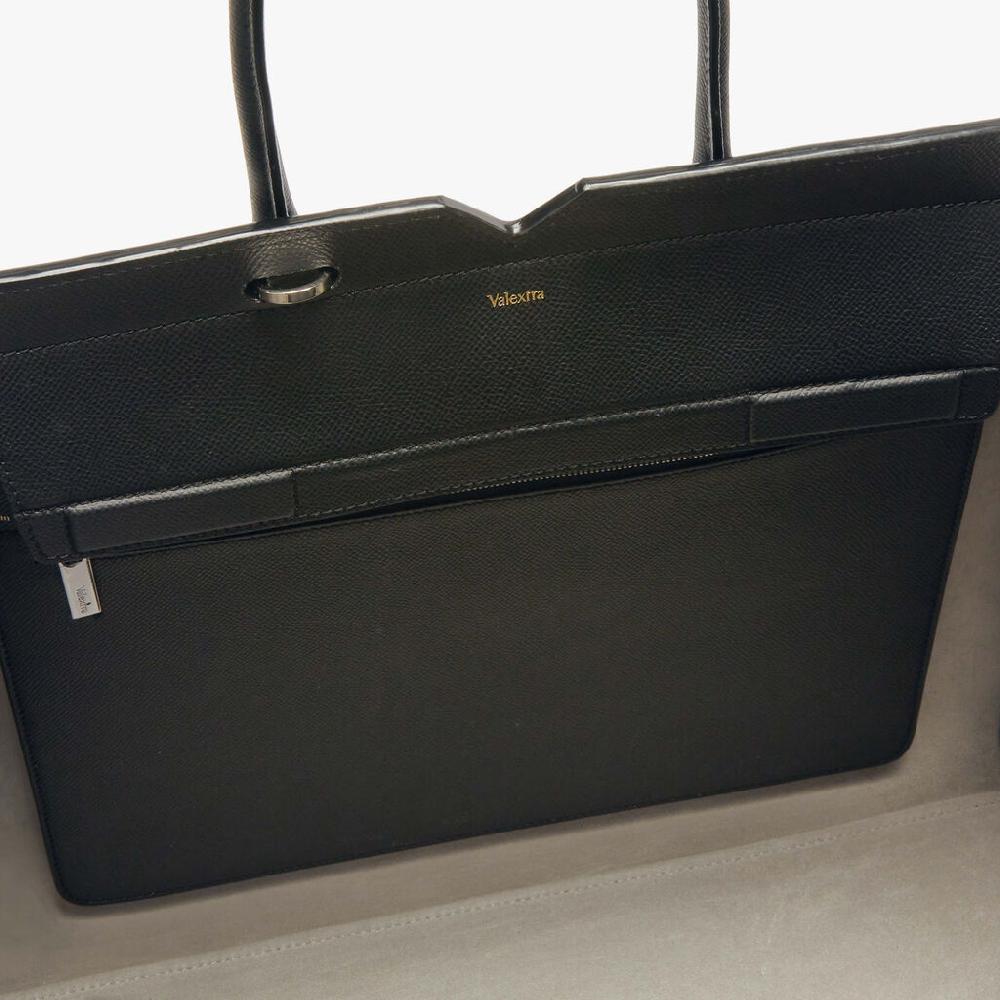 Valextra Borsa due manici grande da Donna di Lusso in Pelle Nera | Valextra Black Friday