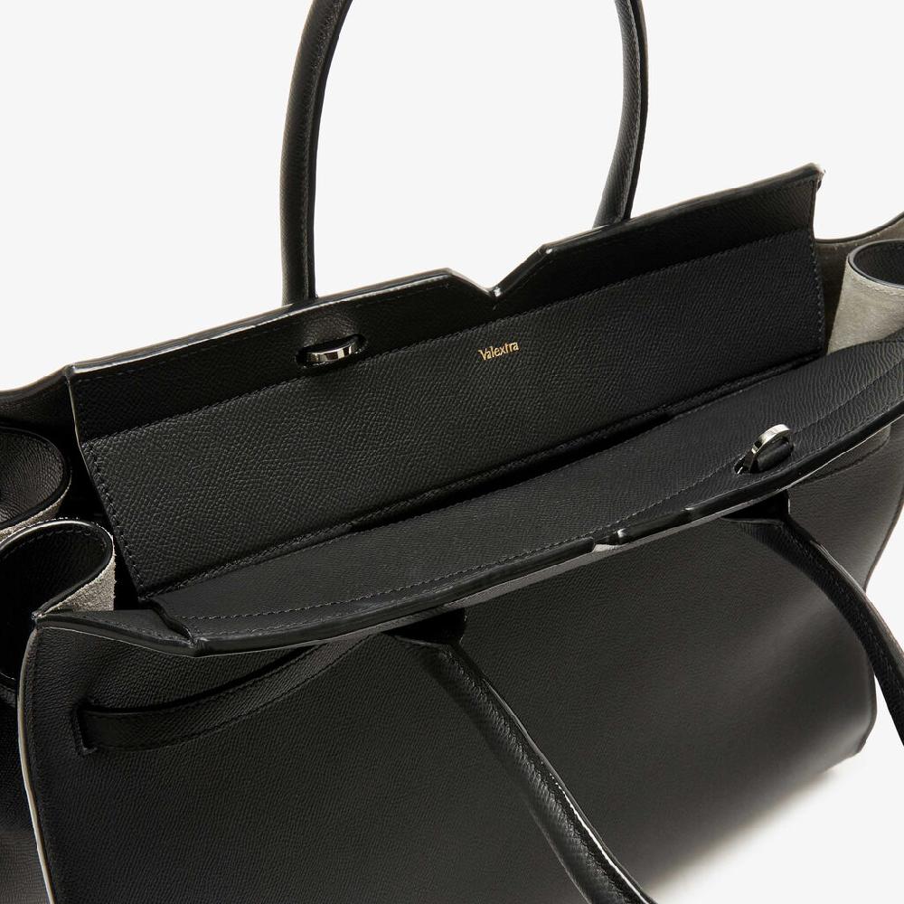 Valextra Borsa due manici grande da Donna di Lusso in Pelle Nera | Valextra Black Friday