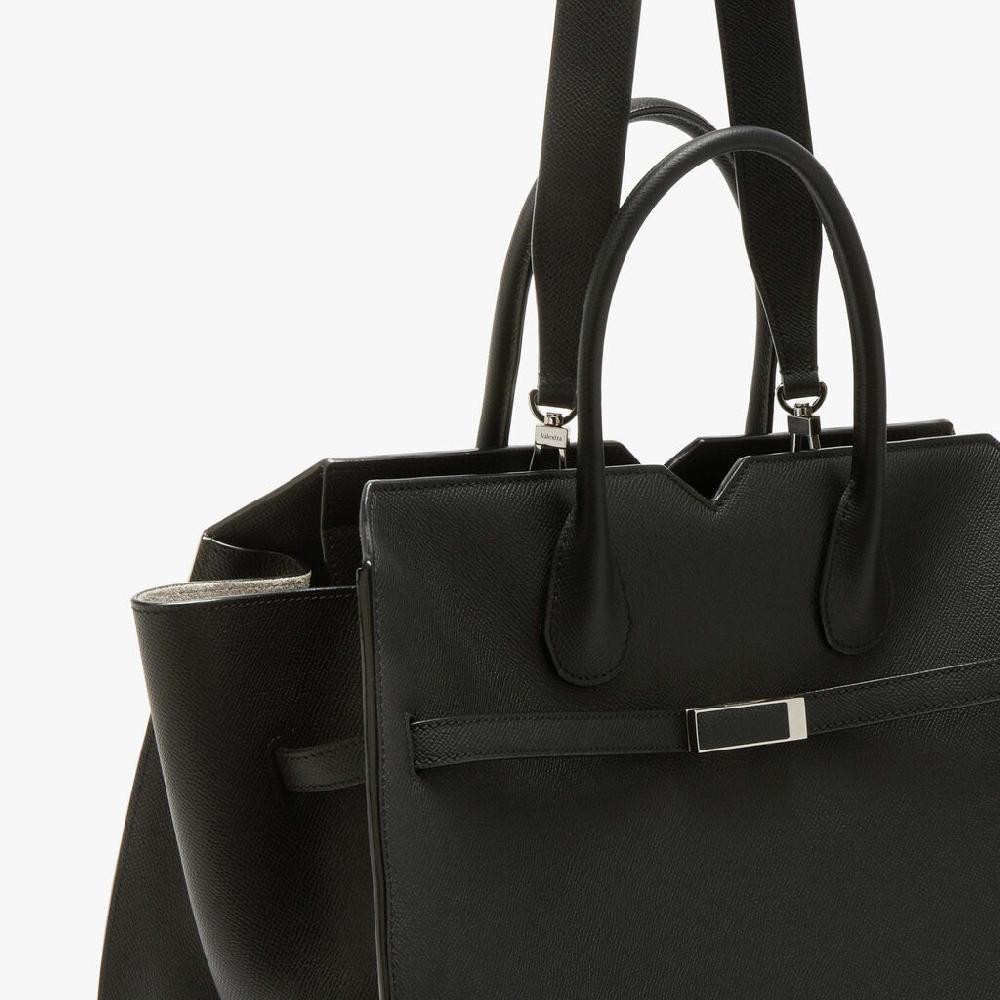 Valextra Borsa due manici grande da Donna di Lusso in Pelle Nera | Valextra Black Friday