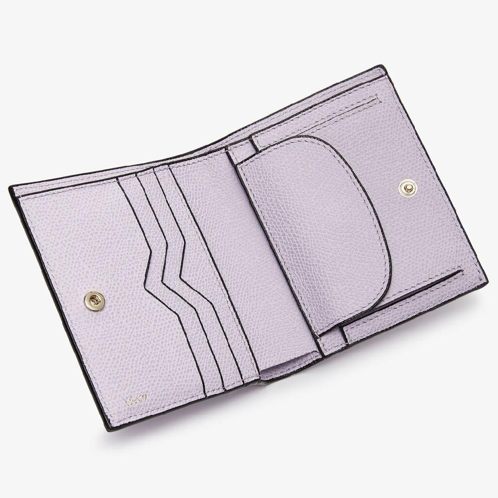 Valextra Portafoglio compatto 3 CC con Portamonete | Pelle di vitello Millepunte | Rosa Glicine | Valextra Liquidazione