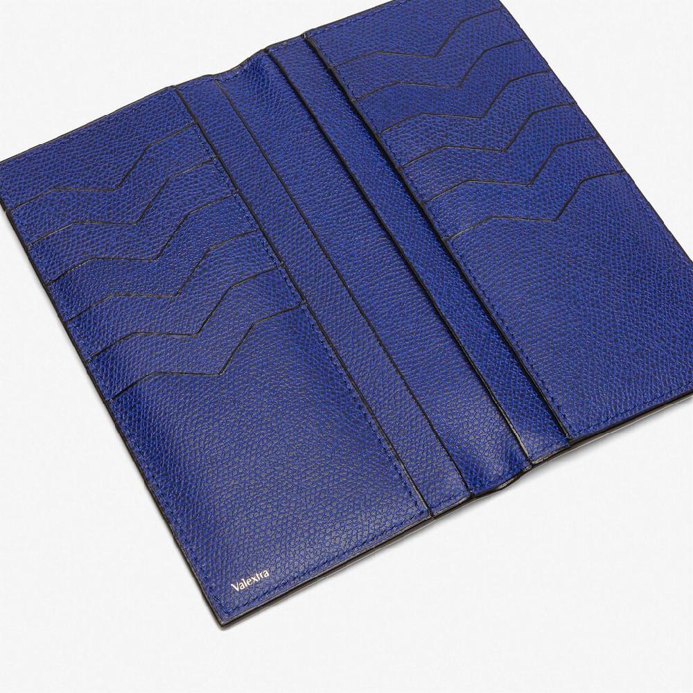 Valextra Portafoglio bifold verticale in Pelle Blu | Valextra Ultimi tre giorni
