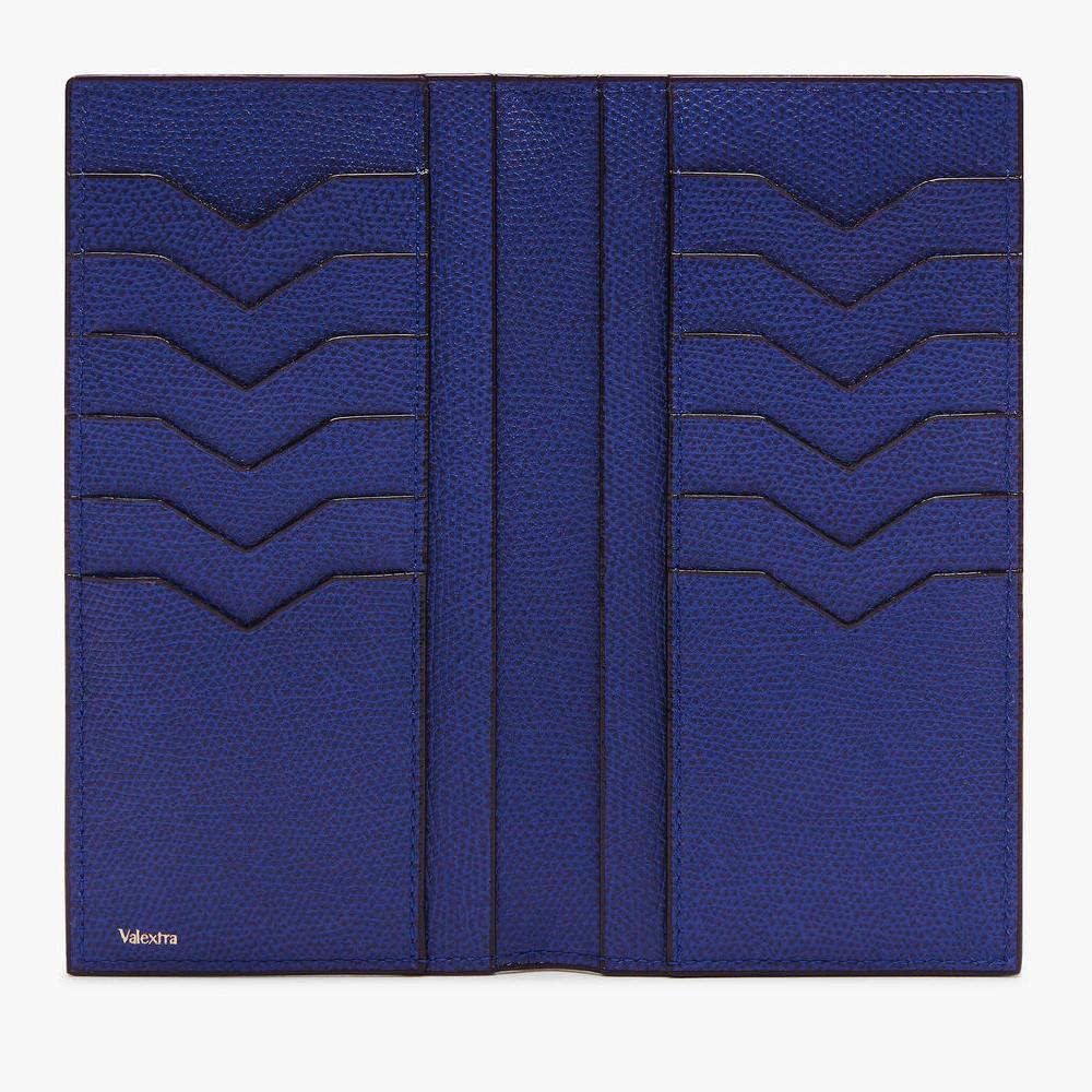 Valextra Portafoglio bifold verticale in Pelle Blu | Valextra Ultimi tre giorni