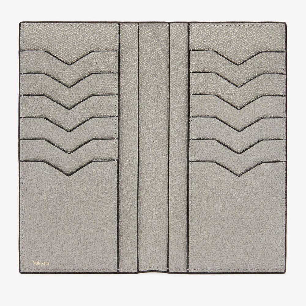 Valextra Portafoglio bifold verticale in Pelle Grigio chiaro | Valextra ACQUISTA ORA
