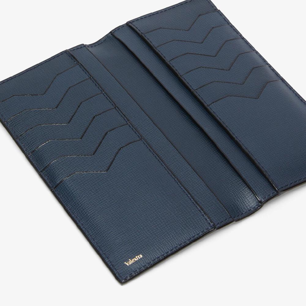 Valextra Portafoglio verticale Bifold in Pelle Blu | Valextra Promozione temporanea