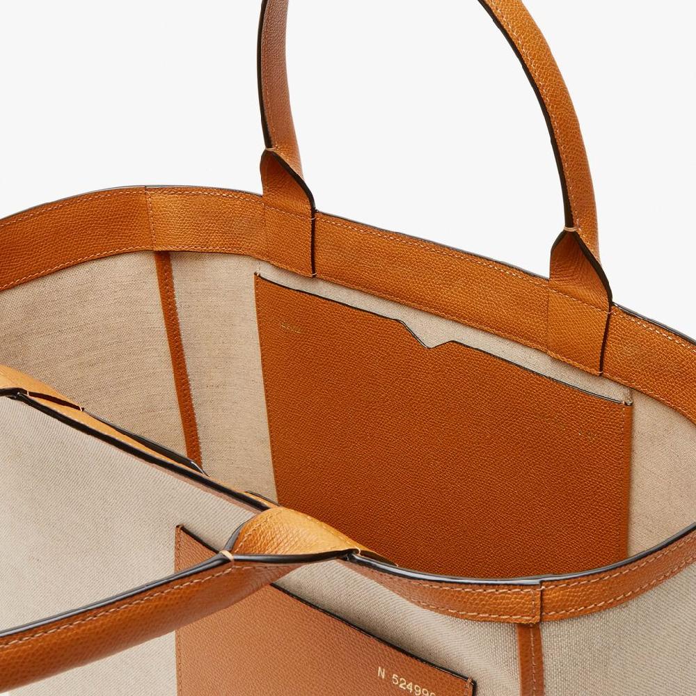 Valextra Borsa shopping spaziosa in Tela Marrone | Valextra Fino al 60% di sconto