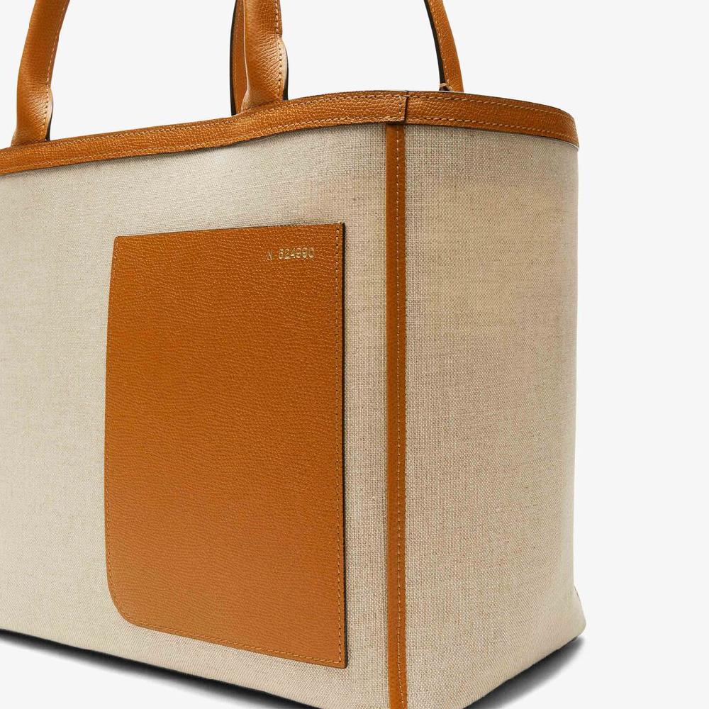 Valextra Borsa shopping spaziosa in Tela Marrone | Valextra Fino al 60% di sconto