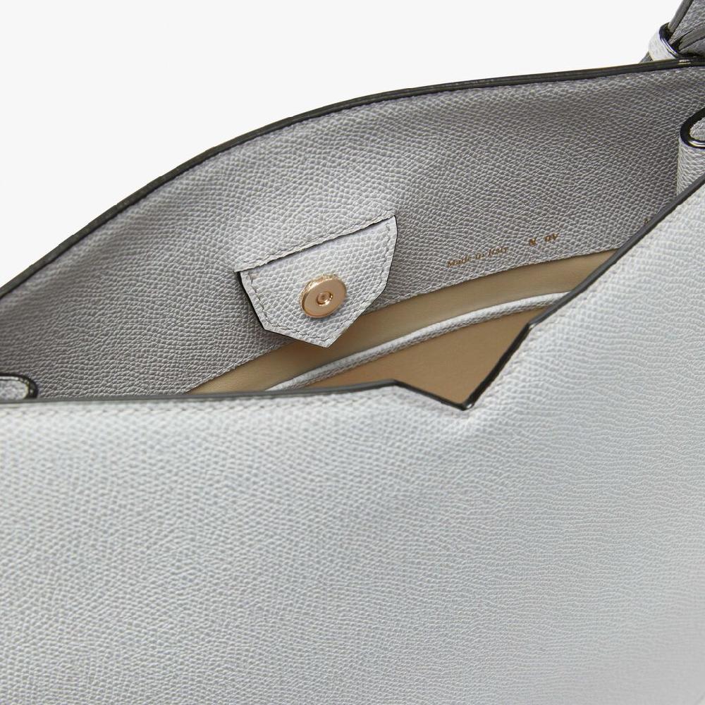 Valextra Borsa tonda da Donna in Pelle Grigia con tasche | Valextra Hobo Offerta speciale della fabbrica
