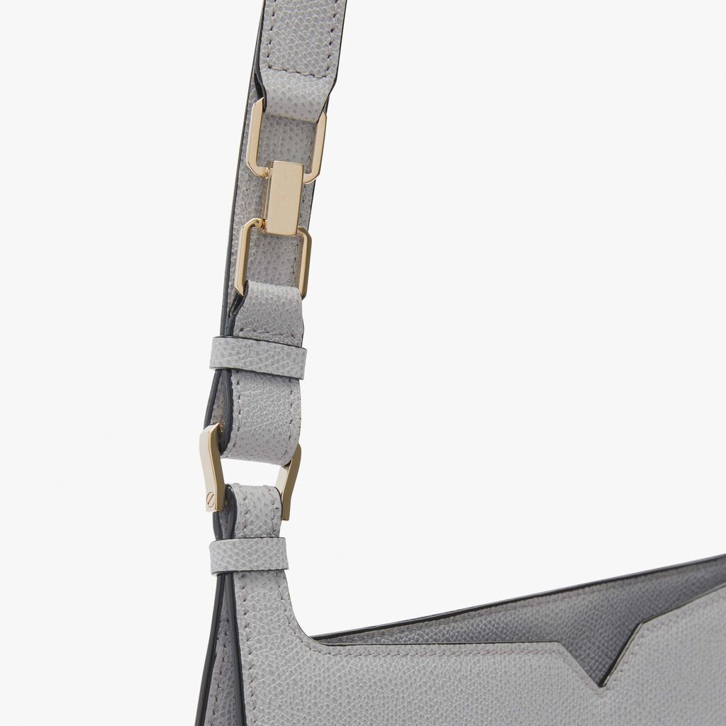 Valextra Borsa tonda da Donna in Pelle Grigia con tasche | Valextra Hobo Offerta speciale della fabbrica