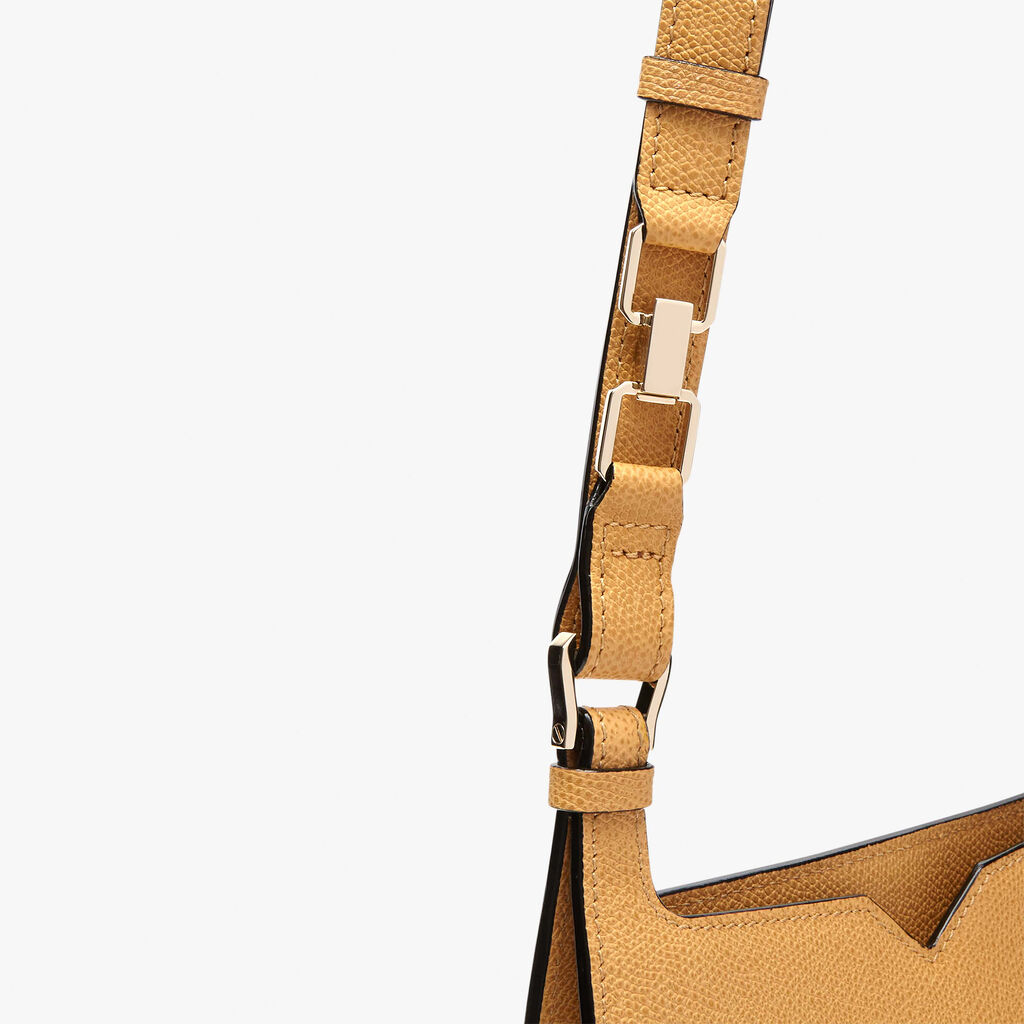 Valextra Borsa a spalla compatta in Pelle Gialla Ambra | Valextra Hobo Sostegno trimestrale