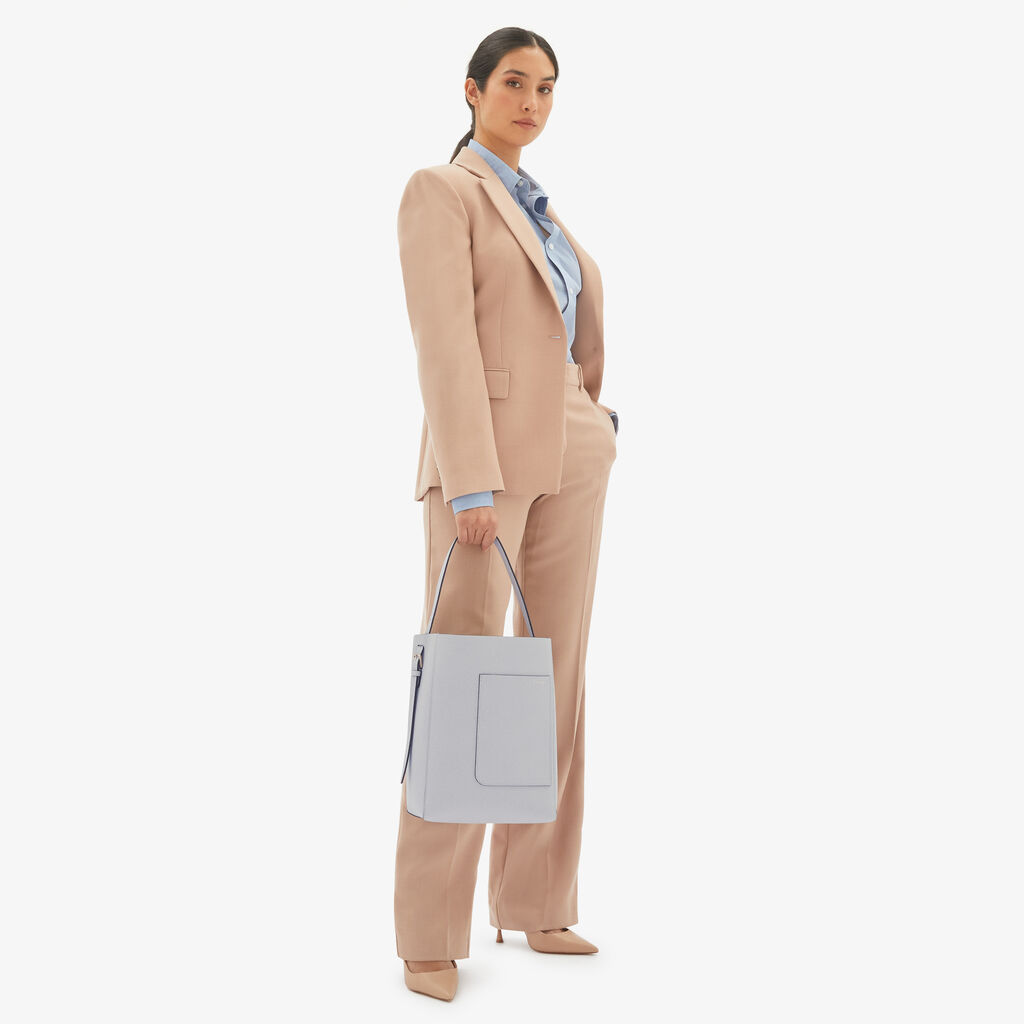 Valextra Borsa a secchiello da Donna in Pelle Grigia | Valextra Soft 50% di sconto con spedizione gratuita