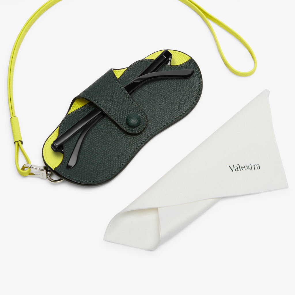 Valextra Custodia occhiali di Lusso in Pelle Verde e Gialla lime | Valextra Officina