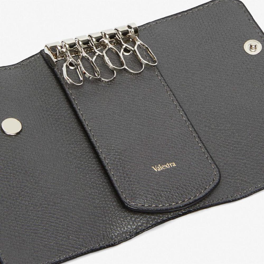 Valextra Portachiavi chiuso in Pelle Grigia | Valextra Black Friday Prezzi