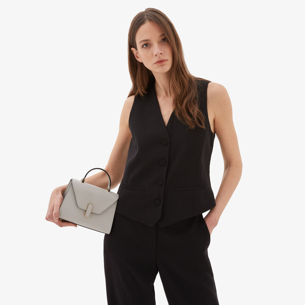 Valextra Borsa a mano Micro in Pelle Grigia | Valextra Iside Italia