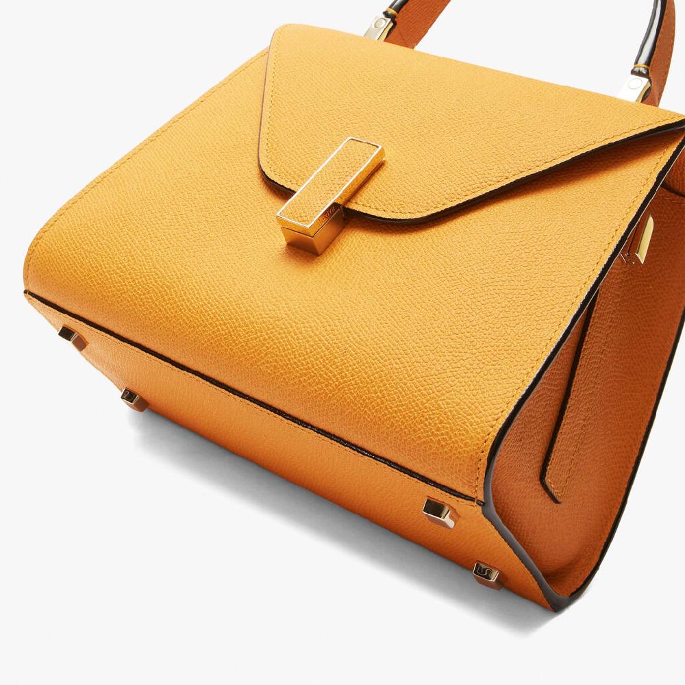 Valextra Borsa a mano Mini in Pelle Gialla con tracolla | Valextra Iside In Linea
