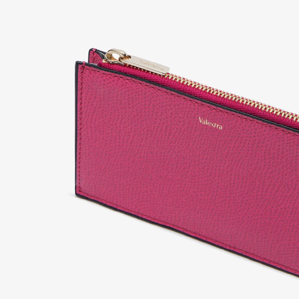 Valextra Porta carte da Donna con zip di Lusso in Pelle Rosa | Valextra Nuovo