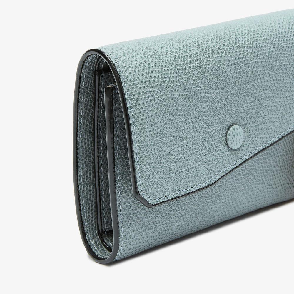 Valextra Portafoglio piccolo di Lusso in Pelle Azzurra | Valextra Pocket Soddisfazione Garantita