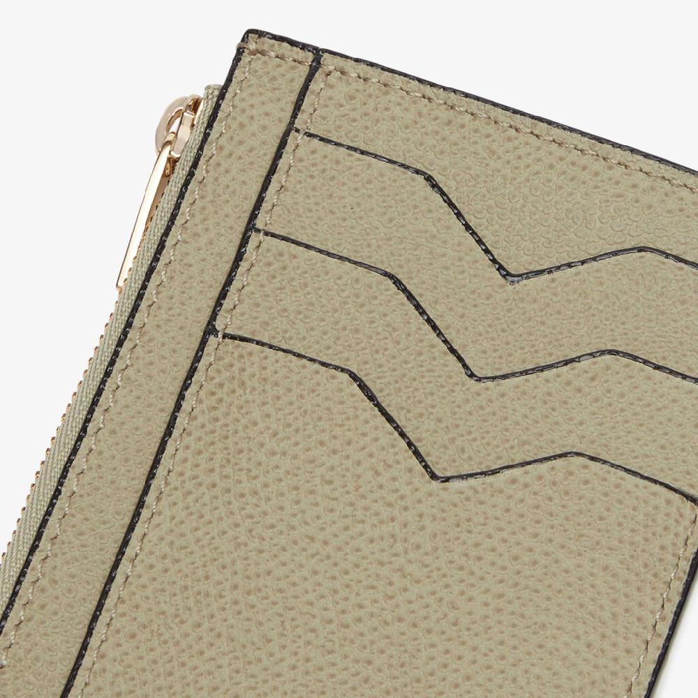 Valextra Porta carte di Lusso con zip in Pelle Verde tundra | Valextra Qualità Garantita