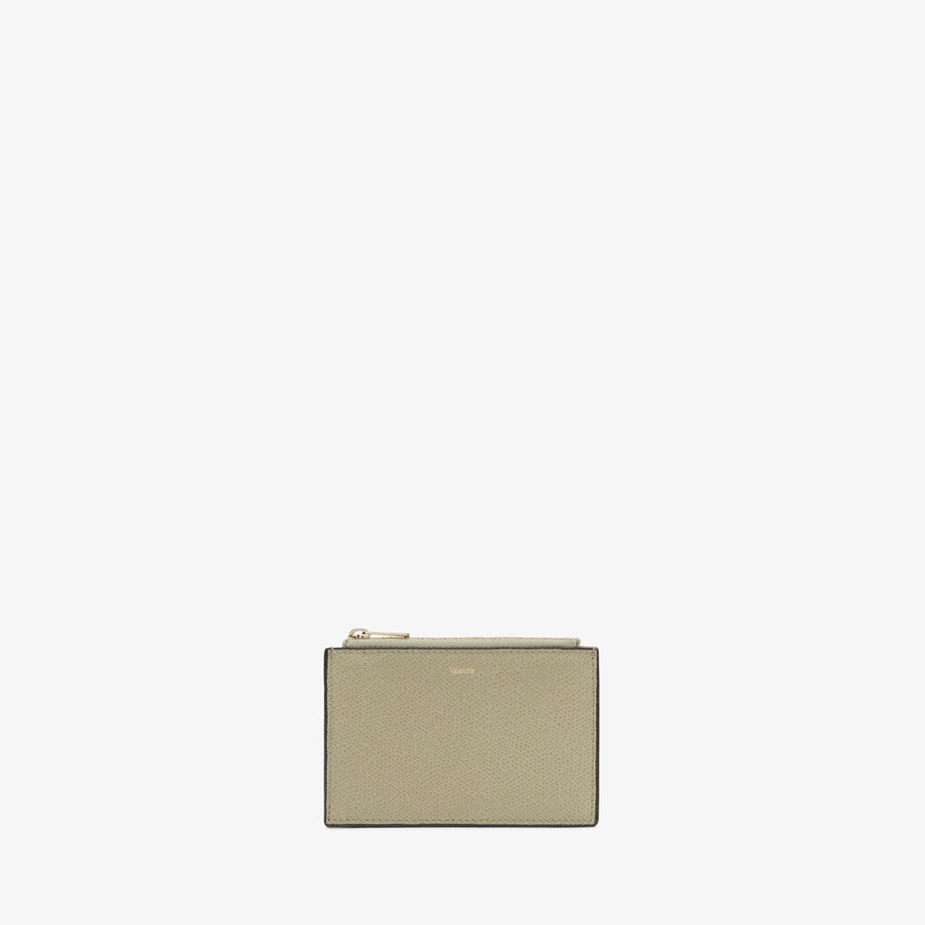 Valextra Porta carte di Lusso con zip in Pelle Verde tundra | Valextra Qualità Garantita