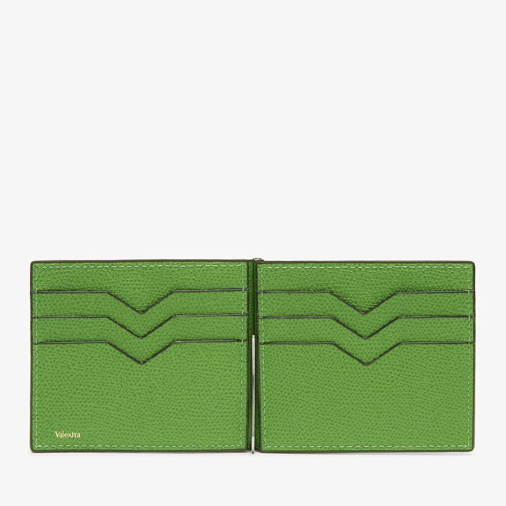 Valextra Portafoglio con fermasoldi in Pelle Verde | Piccola pelletteria Valextra Fino Al -60%
