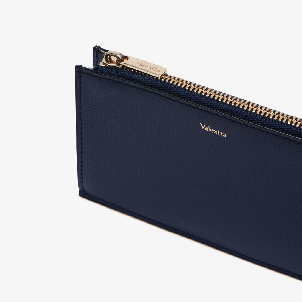 Valextra Porta Carte Con Cerniera in Pelle Blu di Lusso | Valextra Sottocosto