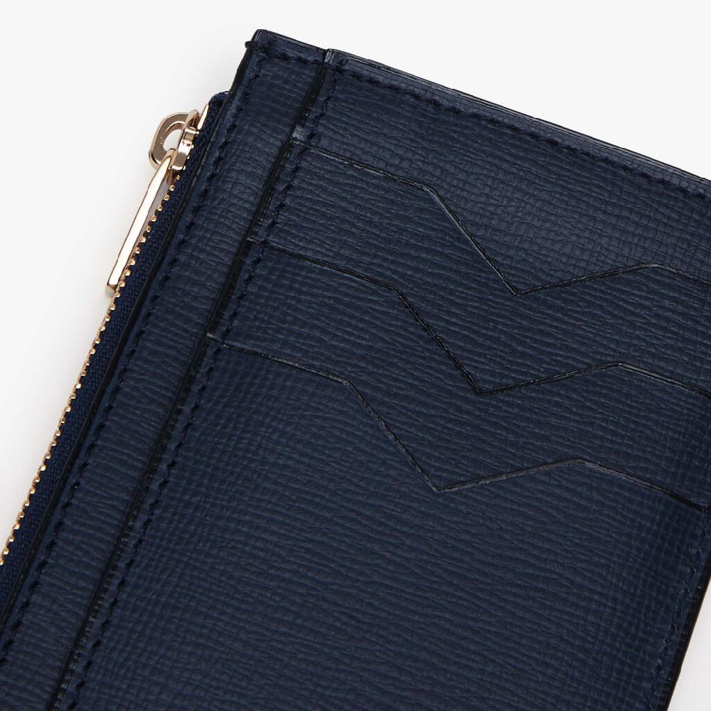 Valextra Porta Carte Con Cerniera in Pelle Blu di Lusso | Valextra Sottocosto