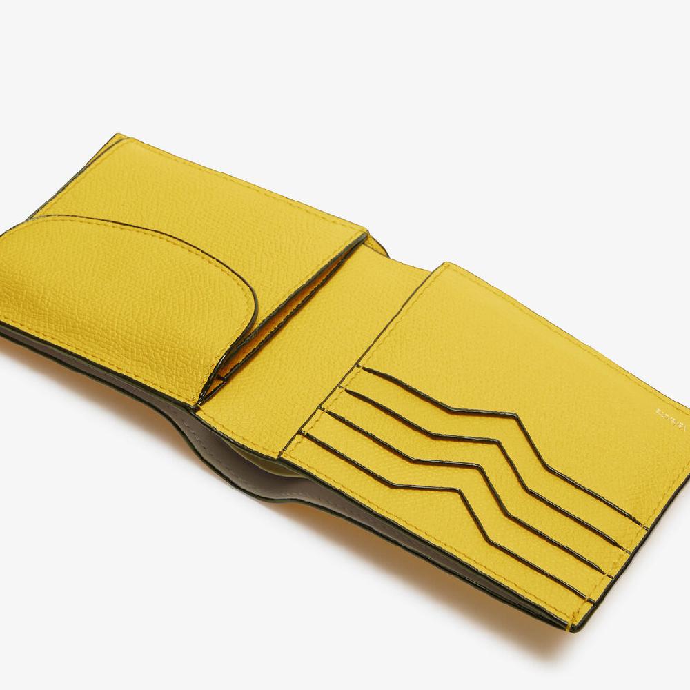 Valextra Portafoglio bifold da Donna di Lusso in Pelle Gialla | Valextra Presa