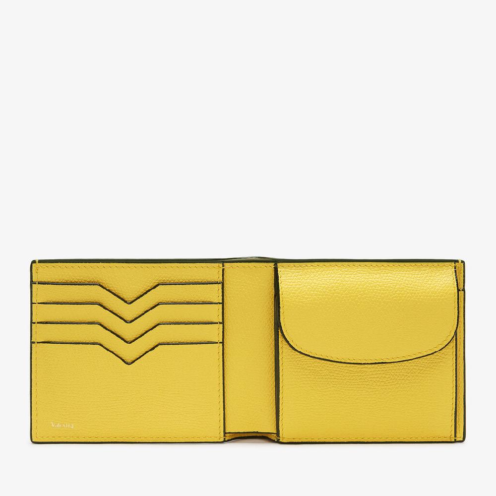Valextra Portafoglio bifold da Donna di Lusso in Pelle Gialla | Valextra Presa
