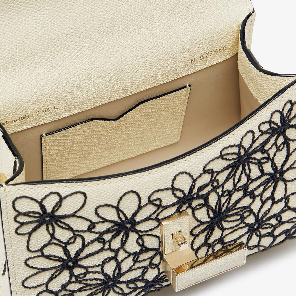 Valextra Borsa a tracolla Donna in Pelle Bianca ricamo Nero | Valextra Iside Hotsell