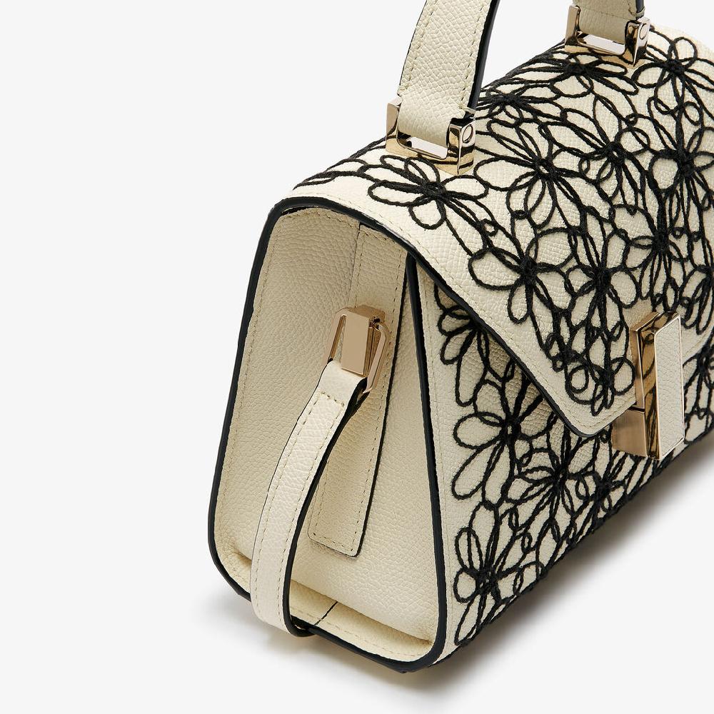 Valextra Borsa a tracolla Donna in Pelle Bianca ricamo Nero | Valextra Iside Hotsell
