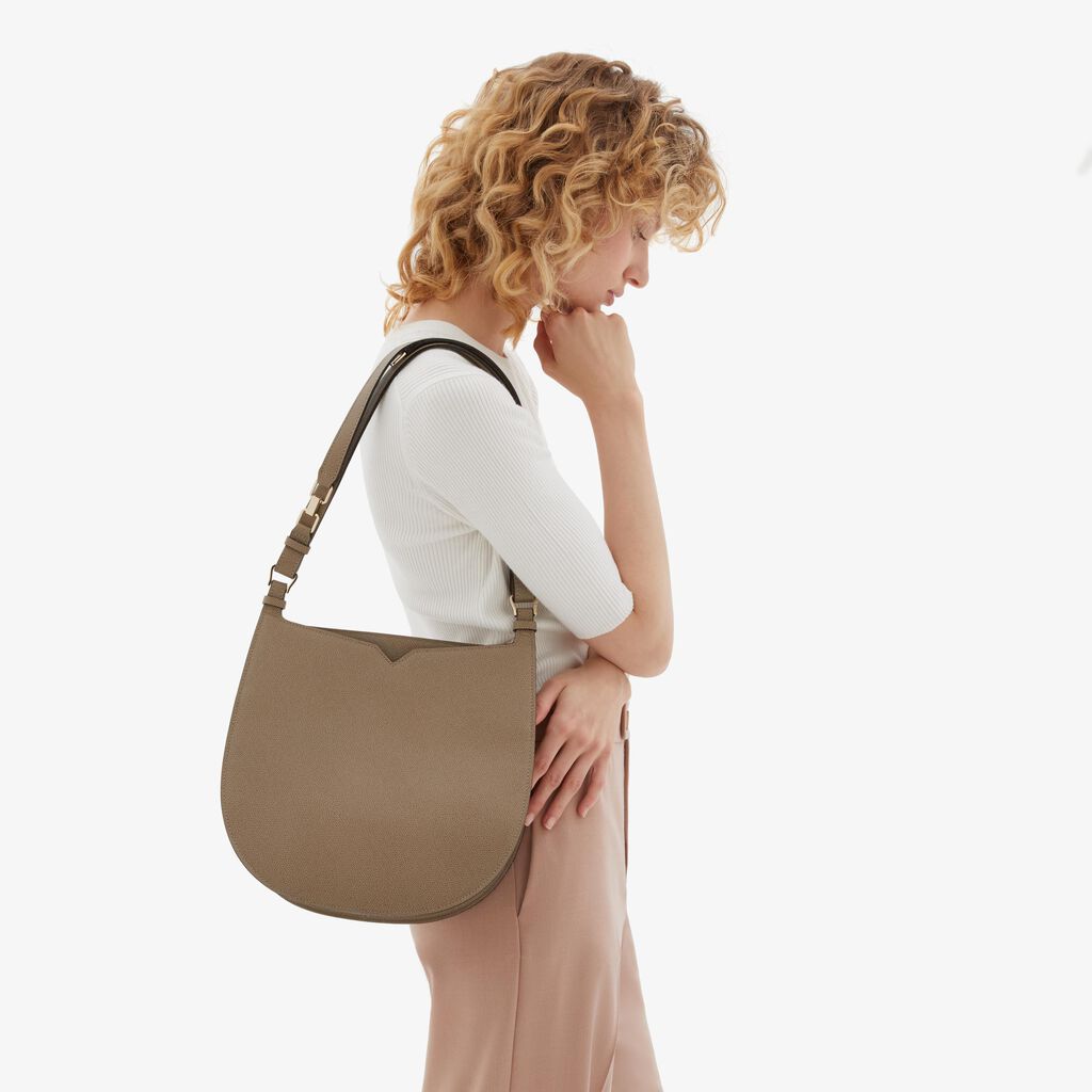 Valextra Borsa a spalla Media in Pelle Tortora | Valextra Hobo Vendite Flash