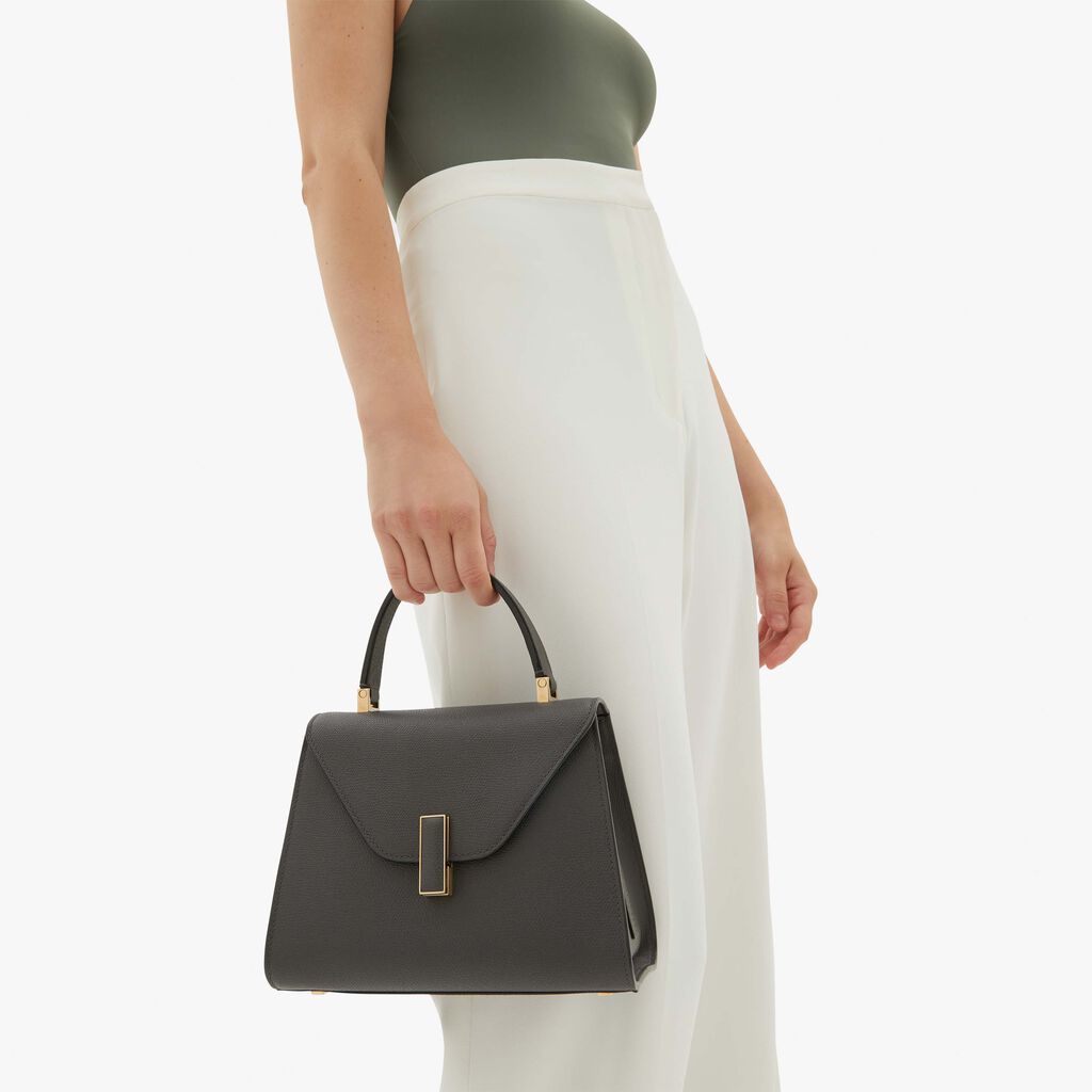 Valextra Borsa a mano Mini in Pelle Grigia | Valextra Iside Moda
