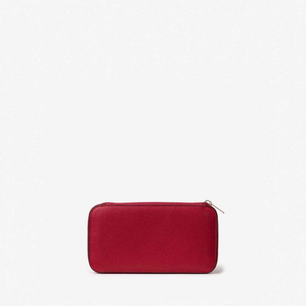 Valextra Portafoglio con zip in Pelle Rossa | Valextra Zip Around Flash Sale