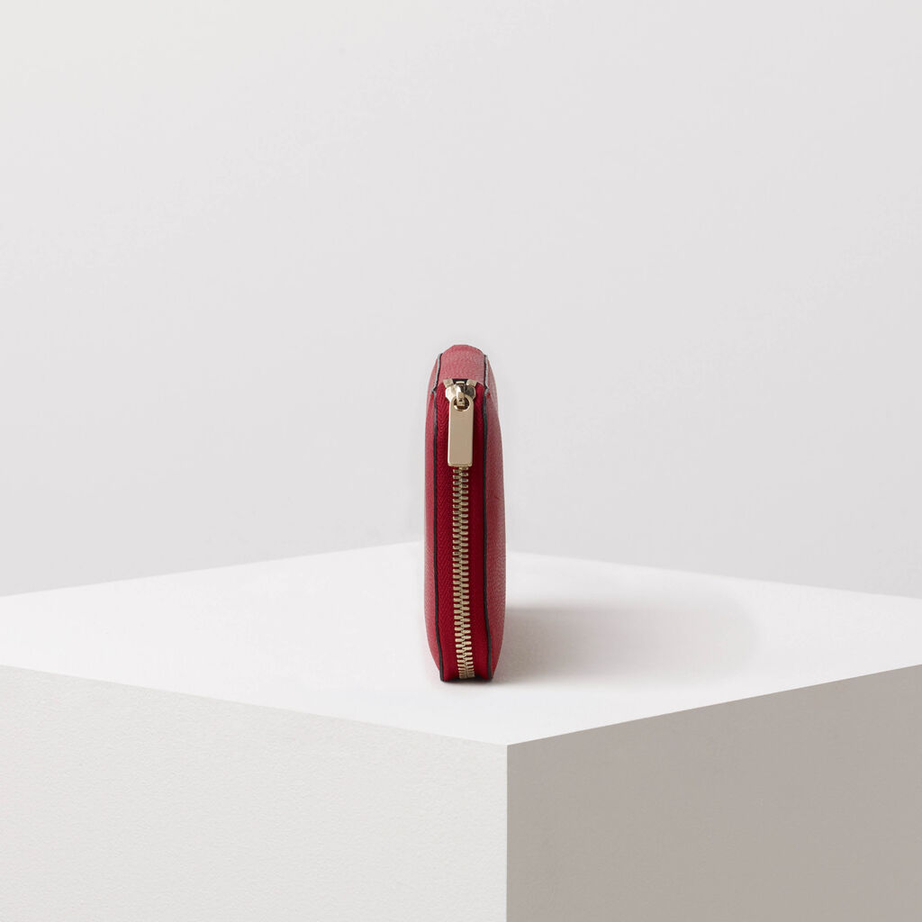 Valextra Portafoglio con zip in Pelle Rossa | Valextra Zip Around Flash Sale