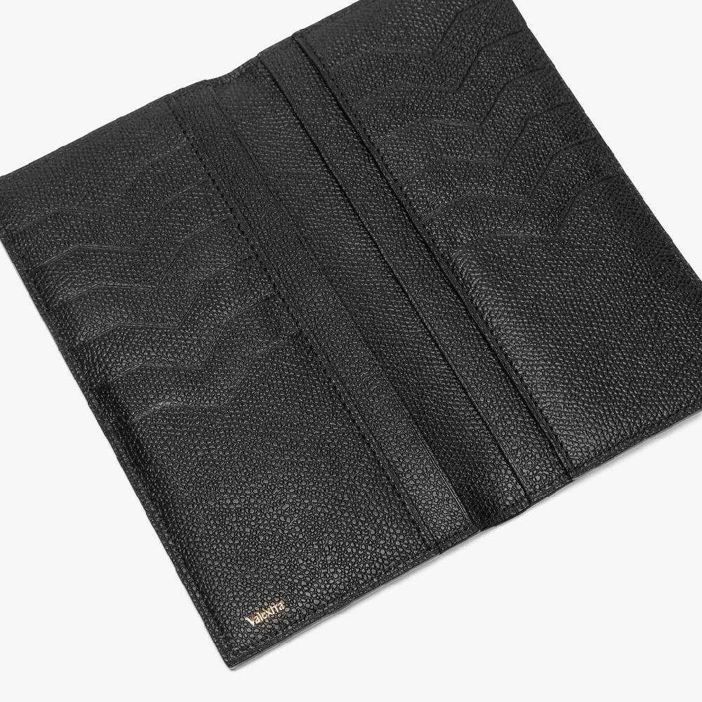 Valextra Portafoglio verticale bifold in Pelle Nera | Valextra piccola pelletteria Vendite stagionali