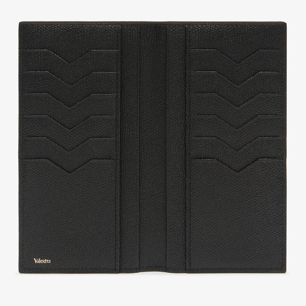Valextra Portafoglio verticale bifold in Pelle Nera | Valextra piccola pelletteria Vendite stagionali