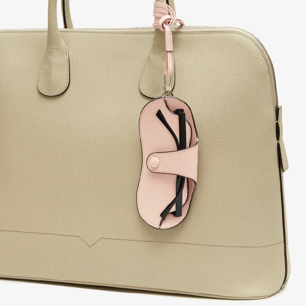 Valextra Porta Occhiali con Tracolla | Pelle di vitello Millepunte | Rosa Bonne Mine | Valextra Black Friday