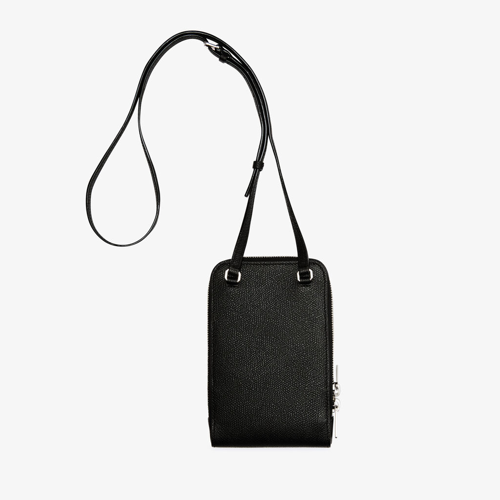 Valextra Porta telefono a tracolla in Pelle Nera di Lusso | Valextra Pocket Offerta temporanea