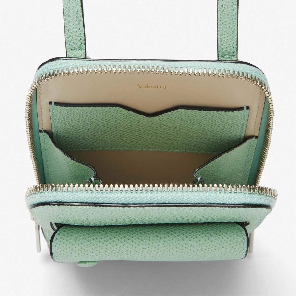 Valextra Porta telefono in Pelle Verde Acqua | Valextra Pocket Offerte esclusive
