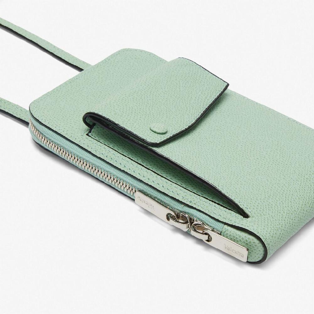 Valextra Porta telefono in Pelle Verde Acqua | Valextra Pocket Offerte esclusive