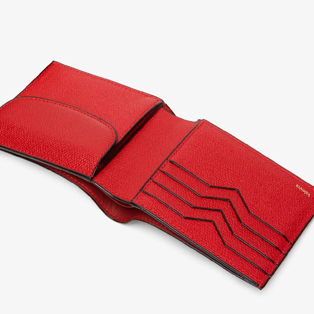 Valextra Portafoglio Bifold in Pelle Rossa con portamonete | Valextra Ritorno libero