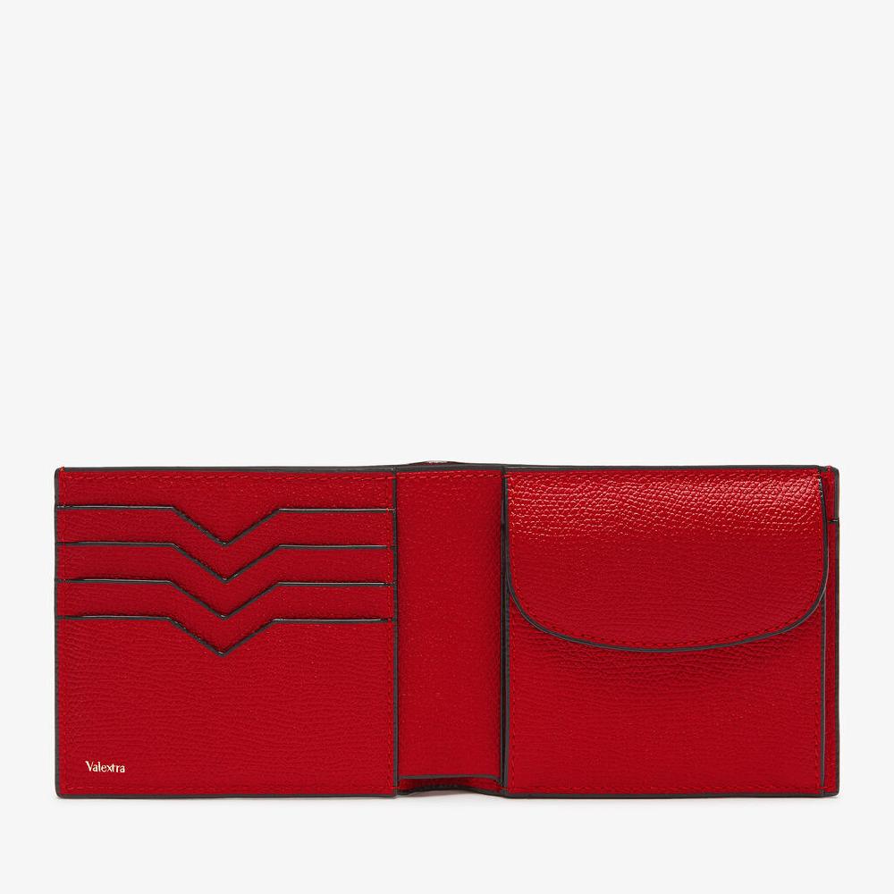 Valextra Portafoglio Bifold in Pelle Rossa con portamonete | Valextra Ritorno libero