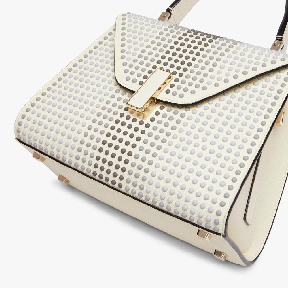Valextra Borsa Donna con borchie Grigie in Pelle Bianca | Valextra Iside Ultimi due giorni