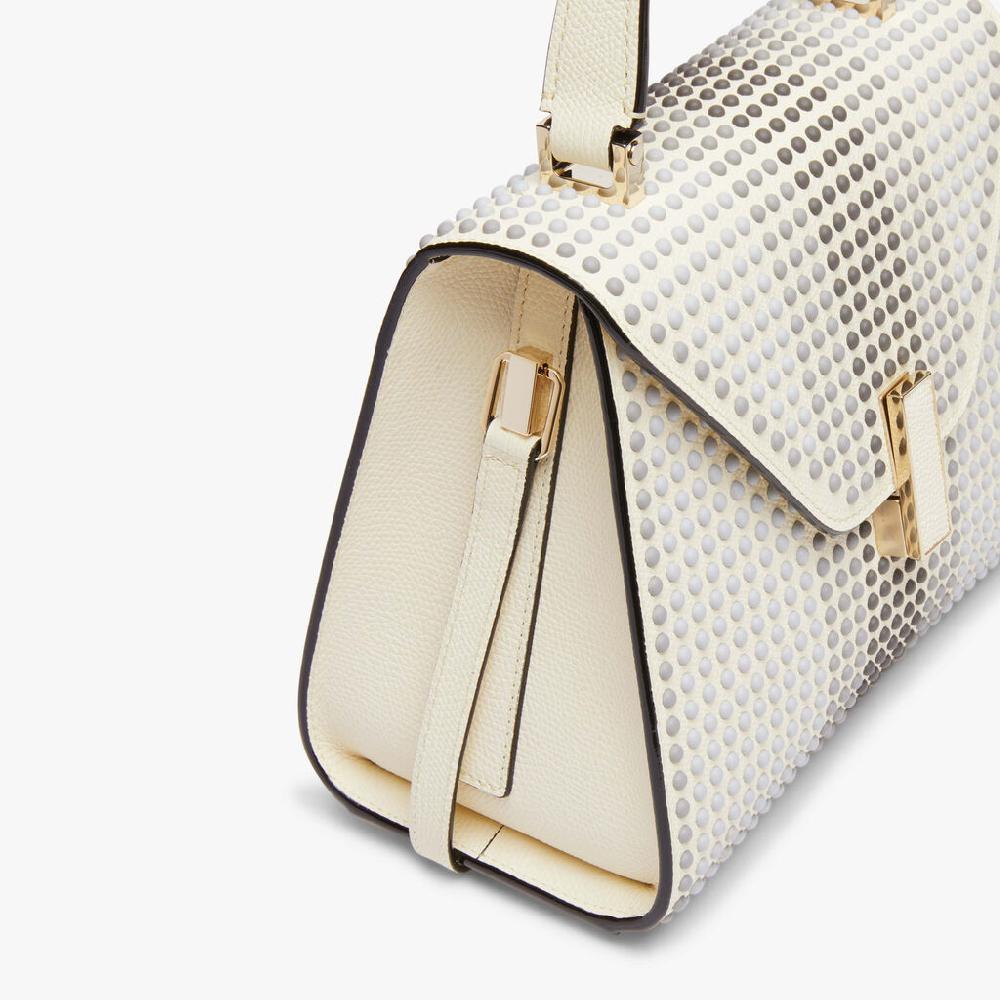 Valextra Borsa Donna con borchie Grigie in Pelle Bianca | Valextra Iside Ultimi due giorni